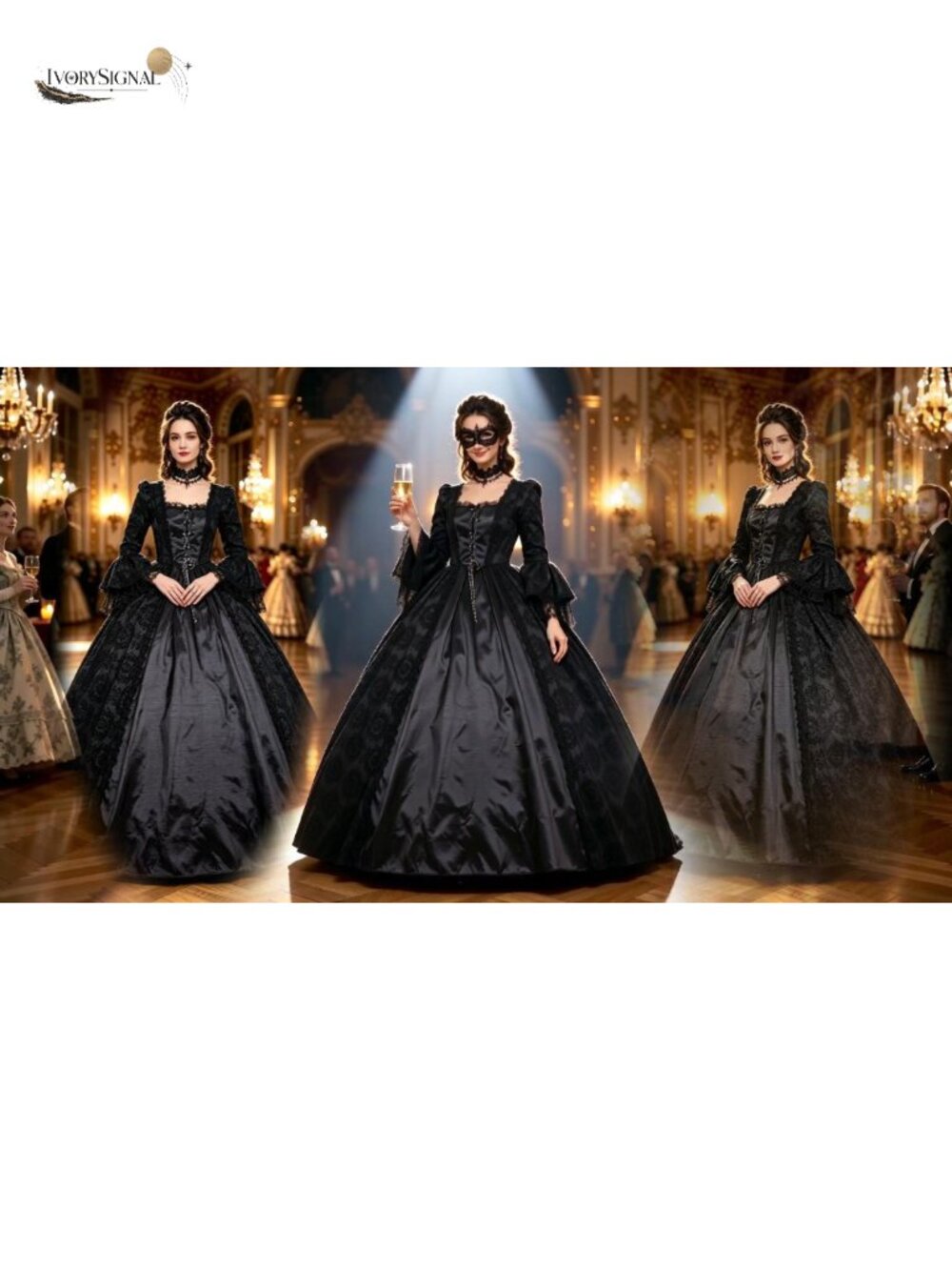 Victorian Rococo Satin Ball Gown Long Dress Steampunk Theater - Picture 5 of 5
